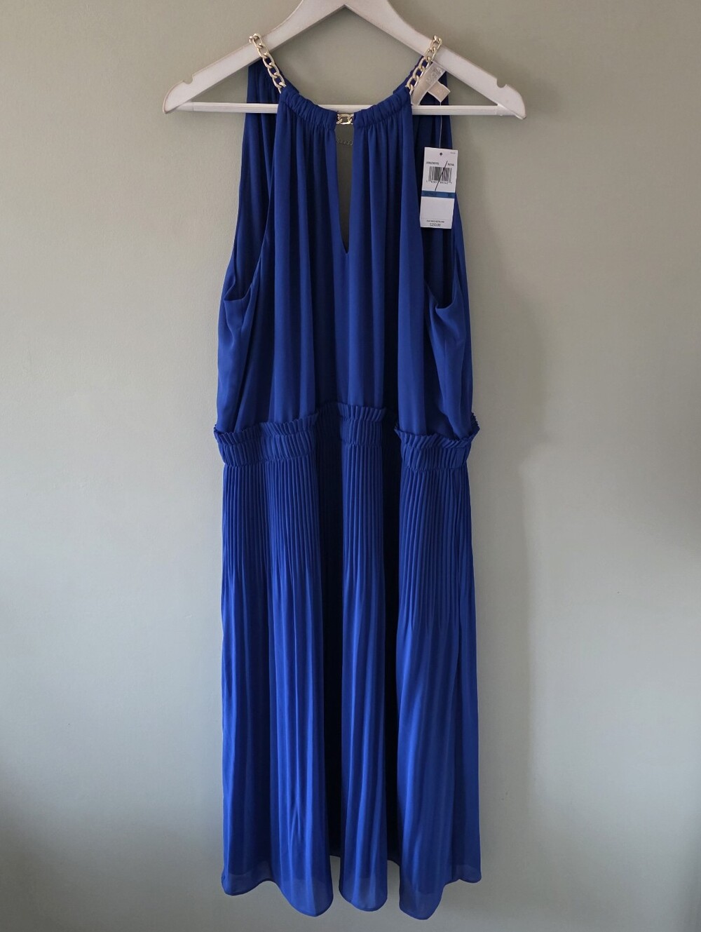 NWT MICHAEL Michael Kors XL Modern Luxury Royal Blue Party Cocktail Midi Dress - Picture 3 of 16